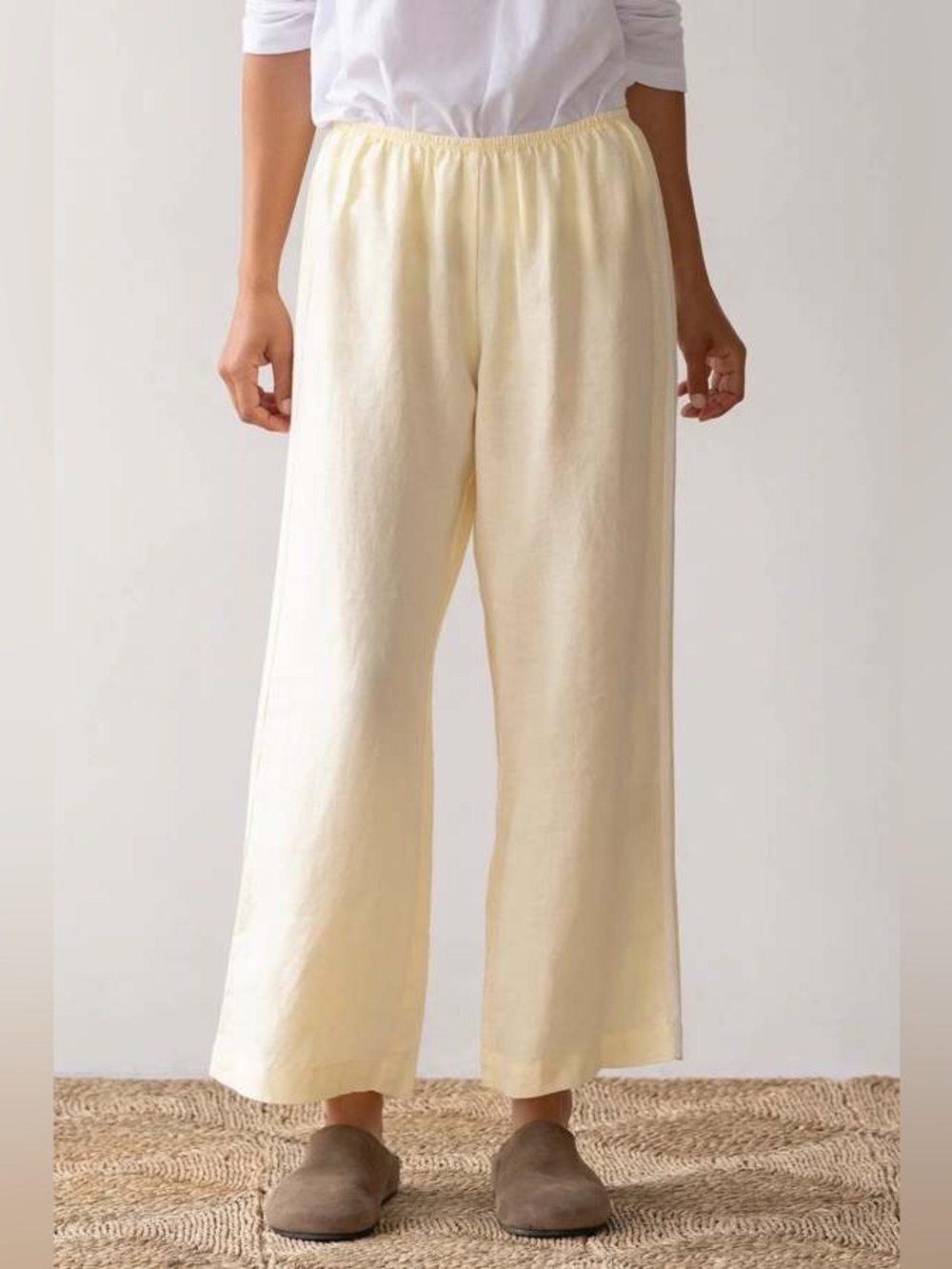 Donni Medium Linen Crop Stripe Pant Butter Yellow